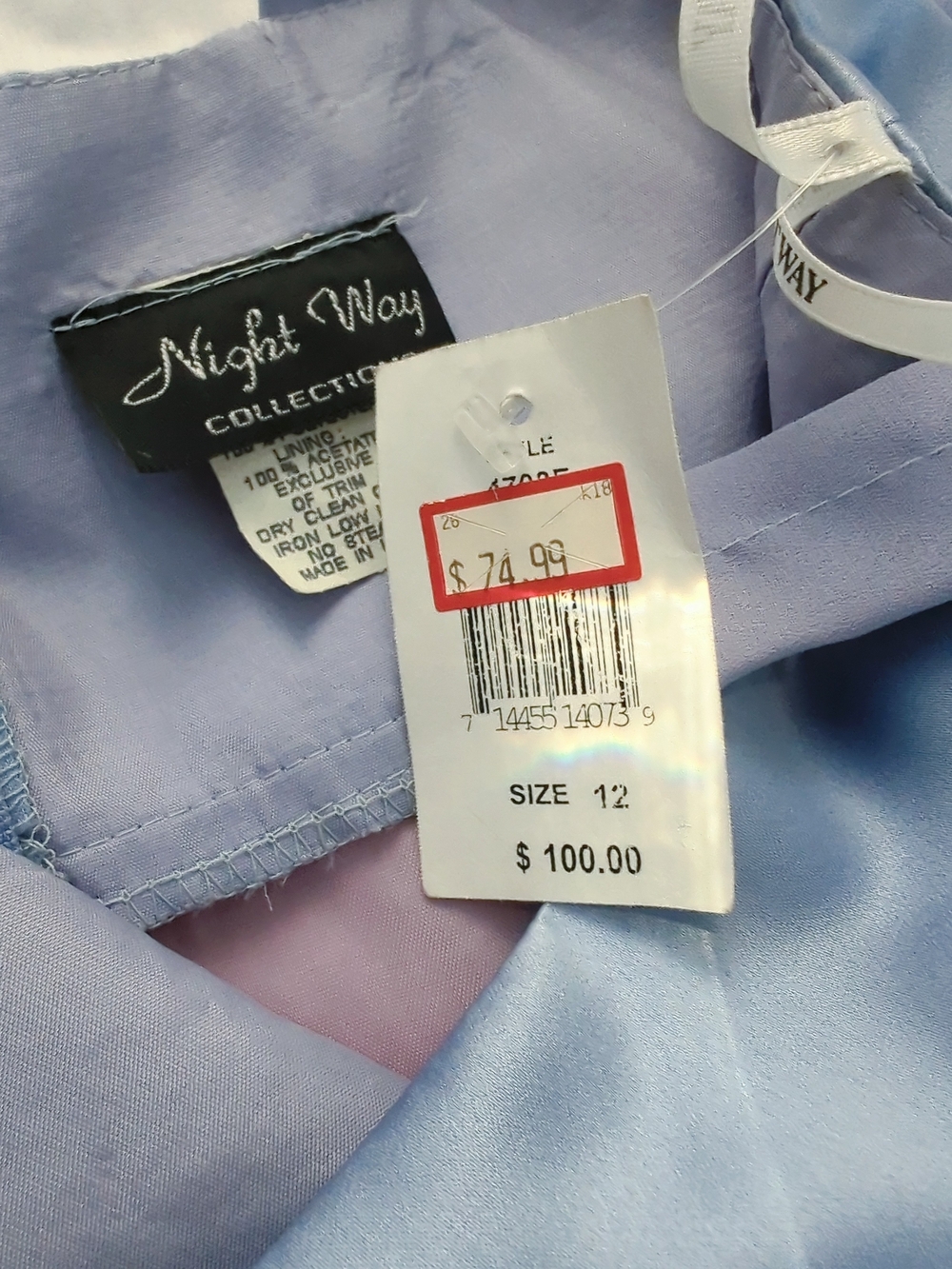 Vintage Night Way Collections Pale Blue Maxi Dress with Halter Scarf - Picture 6 of 8